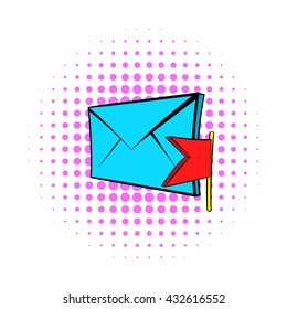 Flag e-mail icon, pop-art style