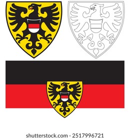 Bandera Y Emblema De Reutlingen. Ciudad De Alemania. Ilustración vectorial
