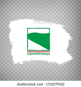 Flag of Emilia Romagna from brush strokes. Italian Republic. Flag of Emilia Romagna on transparent background for your web site design, logo, app, UI. Stock vector.  EPS10.