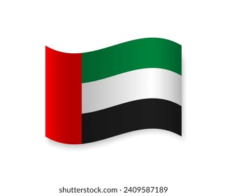 Flag of Emirates flat icon. Wavy vector element with shadow underneath. Best for mobile apps, UI and web design.