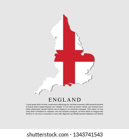 Flag of Englad in maps territory and information text poster, England flag template design. Vector Eps 10