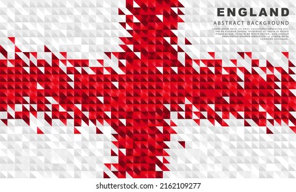 Flag of England. Abstract background of small triangles in the form of colorful white and red stripes of the English flag. Vector illustration.