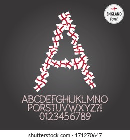Flag of England Alphabet and Digit Vector