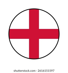 Flag of England. Black edge. England circle flag logo icon computer vector illustration design.
