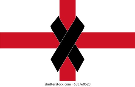 Flag of England, Black ribbon icon to pray for London