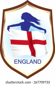 Flag of England with blazon - vector illustration.