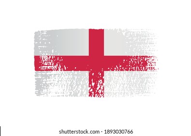 Flag of England with brush stroke background.