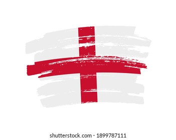 Flagge von England auf Pinselstrich-Hintergrund.