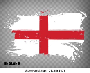 Flag England from brush strokes. Waving Flag England on transparent background for your web site design,  app, UI. UK. Stock vector.  EPS10.