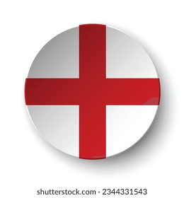 The flag of England. Circle icon flag. Button flag icon. Standard color. 3d illustration. Computer illustration. Digital illustration. Vector illustration.