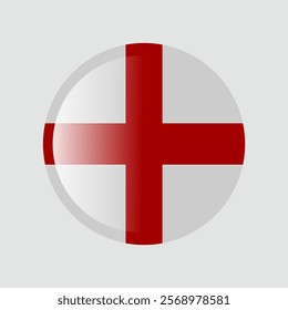 The flag of england. Circle icon flag. Button flag icon. Standard color. 3d illustration. glossy circle badge	