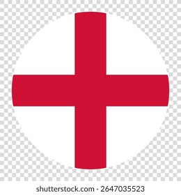 Flag of England. England circle flag logo icon computer vector illustration design. Transparent checkerboard background.