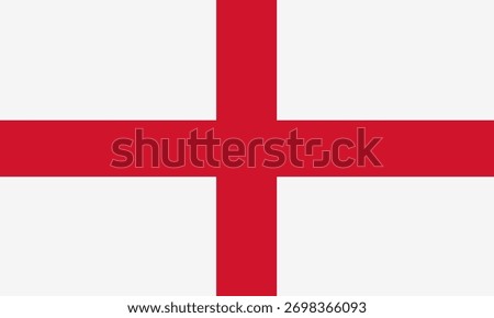 The flag of England featuring the red St George's Cross on a white field. Simple, clear, high-quality vector illustration. Ideal for topics related to English culture, sports (football, soccer), histo