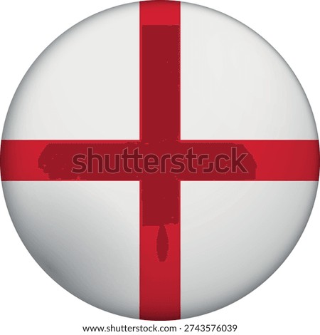 Flag of England. Glossy circular flag. Button appearance. 3D Icon Design with depth. Professional, tactile look. Perfect for representing national identity in digital interfaces and perfect for websites