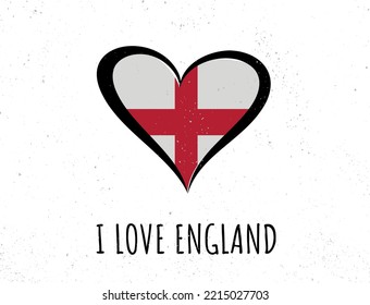 Flag of England in a heart shape. England flag vector icon.