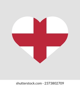 The flag of England. Heart-shaped flag icon. Heart icon flag. Standard color. Computer illustration. Digital illustration. Vector illustration.