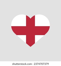 The flag of England. Heart-shaped flag icon. Heart icon flag. Standard color. Computer illustration. Digital illustration. Vector illustration.