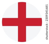 Flag of England. Flag icon. Standard color. Round flag. Computer illustration. Digital illustration. Vector illustration.