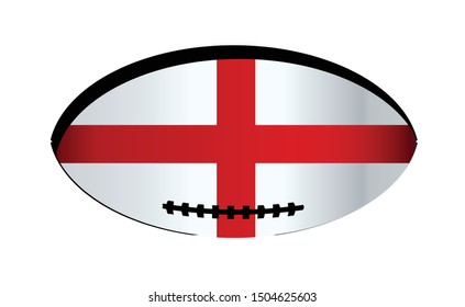 Flag of England inset into a typical rugby ball oval