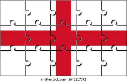 flag of england made with jigsaw puzzle pieces. proportion 3:5