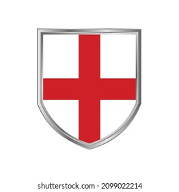 Bandera de Inglaterra con marco de escudo metálico