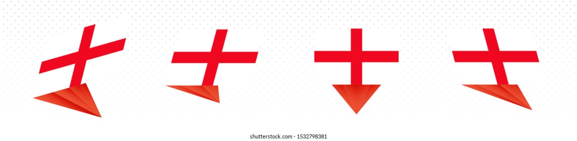 Flag of England in modern abstract design, vector flag set.