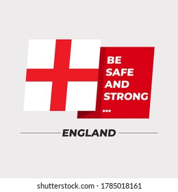 Flag of England : National flag icon with encouraging message isolated on light grey background : Vector Illustration