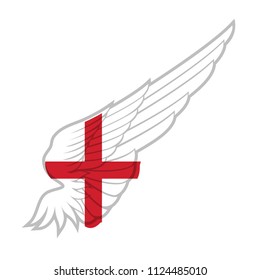 Flag of England on abstract Wing and white background. Vector illustration.