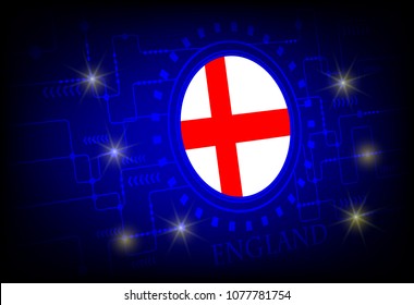 Flag of England on a background of technology.
