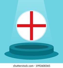 Flag of England on the podium. Simple minimalist flat design style. Ready to use for the football event etc.