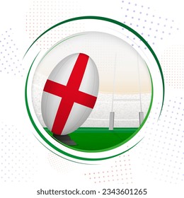 Flag of England on rugby ball. Round rugby icon with flag of England. Vector illustration.