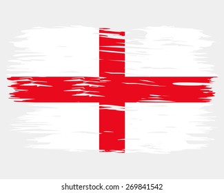 Flag of England.  Painted brush colored inks. Symbol Independence Day National Patriotic Travel Country Background Grunge Paint Stock Vector Icon Logo Picture Image Illustration Political