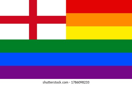 flag of england with rainbow flag. proportion 3:5
