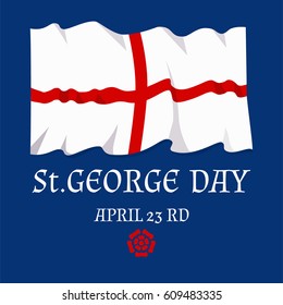 Flag England Rose St George S Stock Vector (Royalty Free) 609483335