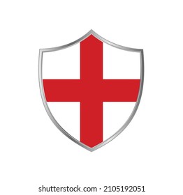 Flag of England with silver shield frame