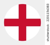 The flag of England. Standard color. Circular icon. Round flag. Digital illustrations. Computer illustration. Vector illustration.