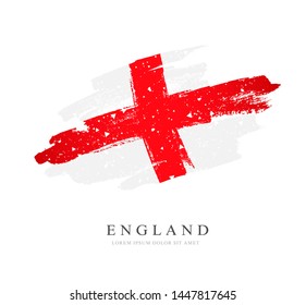 Flag of England. Vector illustration on white background. Brush strokes drawn by hand.