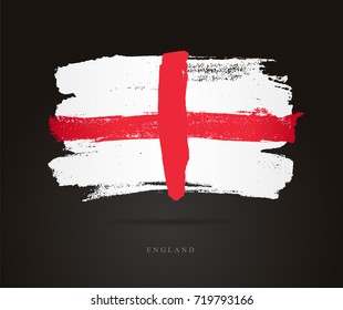 Flag of England. Vector illustration on a black background. Beautiful brush strokes. Abstract concept. Elements for design.