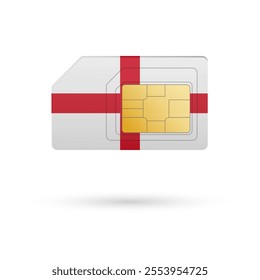 Flag of England. Vector illustration of SIM Card with flag on white background