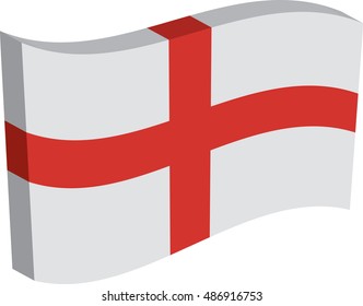 Flag of England. Vector illustration of a stylized flag. The slit in the paper with shadows. Element for infographics.
