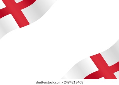 Flag of England waving background border frame vector illustration for decoration. 3D Shiny silk texture English flag gradient 300dpi.
