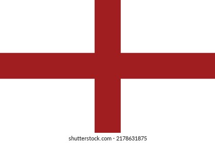 Flag of England. White background, red cross. Vector illustration of emoticon of England flag