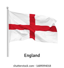 Flag of the England in the wind on flagpole, vector