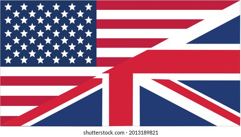 Flag Of English Language, Showing Half Of American And Half Of British Flag
