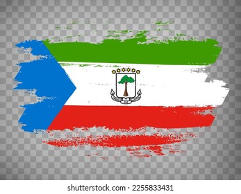 Flag of  Equatorial Guinea brush stroke background.  Flag Republic of  Equatorial Guinea on transparent background for your design, app, UI.  Stock vector. EPS10.