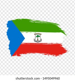 Flag Equatorial Guinea  from brush strokes. Flag Equatorial Guinea on transparent background for your web site design, logo, app, UI. Stock vector.  EPS10.