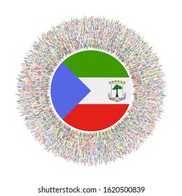 Flag of Equatorial Guinea with colorful rays. Radiant country sign. Shiny sunburst with Equatorial Guinea flag. Superb vector illustration.