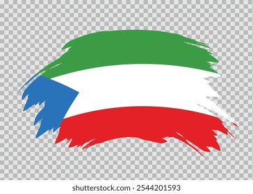 Bandera de Guinea Ecuatorial con efecto de pincel de trazo de pintura en fondo aislado