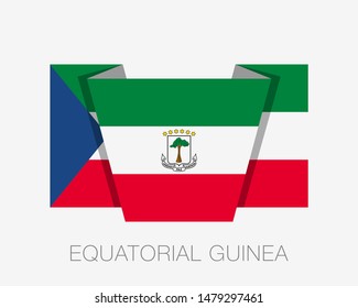 Flag of Equatorial Guinea. Flat Icon Waving Flag with Country Name on White Background