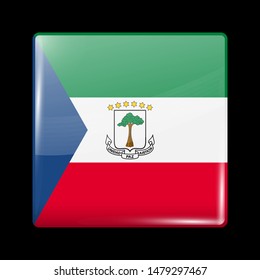 Flag of Equatorial Guinea. Glossy Icon Square Shape. Vector Button